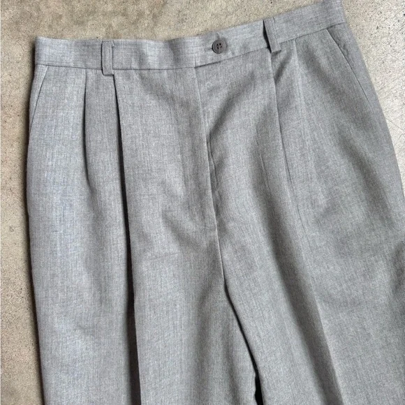 Vintage 90s Talbots Grey Wool Pleated Trousers - Picture 3 of 5